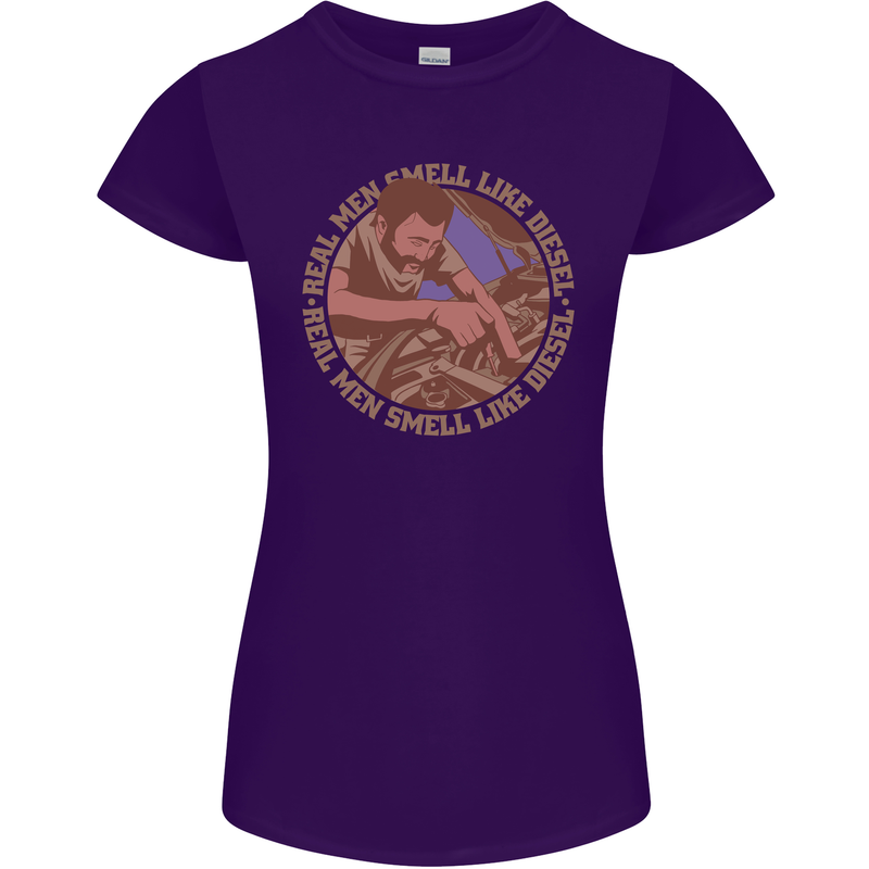 Mechanic Real Men Smell Like Diesel Womens Petite Cut T-Shirt Purple