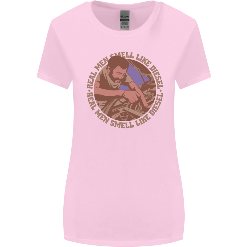 Mechanic Real Men Smell Like Diesel Womens Wider Cut T-Shirt Light Pink