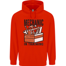 Mechanic in Training Funny Childrens Kids Hoodie Bright Red