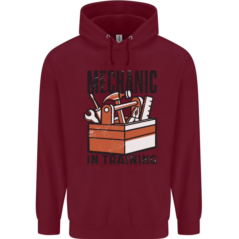 Mechanic in Training Funny Childrens Kids Hoodie Maroon