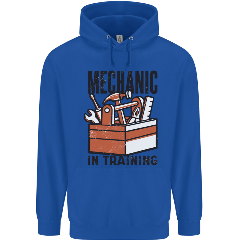Mechanic in Training Funny Childrens Kids Hoodie Royal Blue