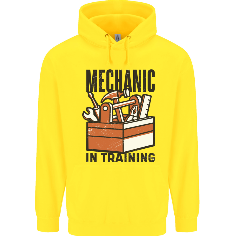 Mechanic in Training Funny Childrens Kids Hoodie Yellow