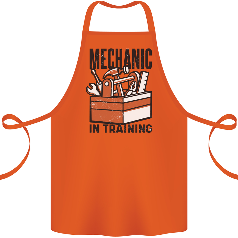 Mechanic in Training Funny Cotton Apron 100% Organic Orange