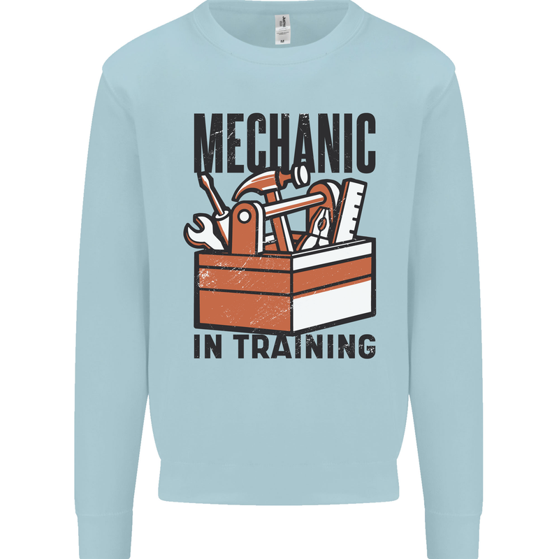 Mechanic in Training Funny Kids Sweatshirt Jumper Light Blue