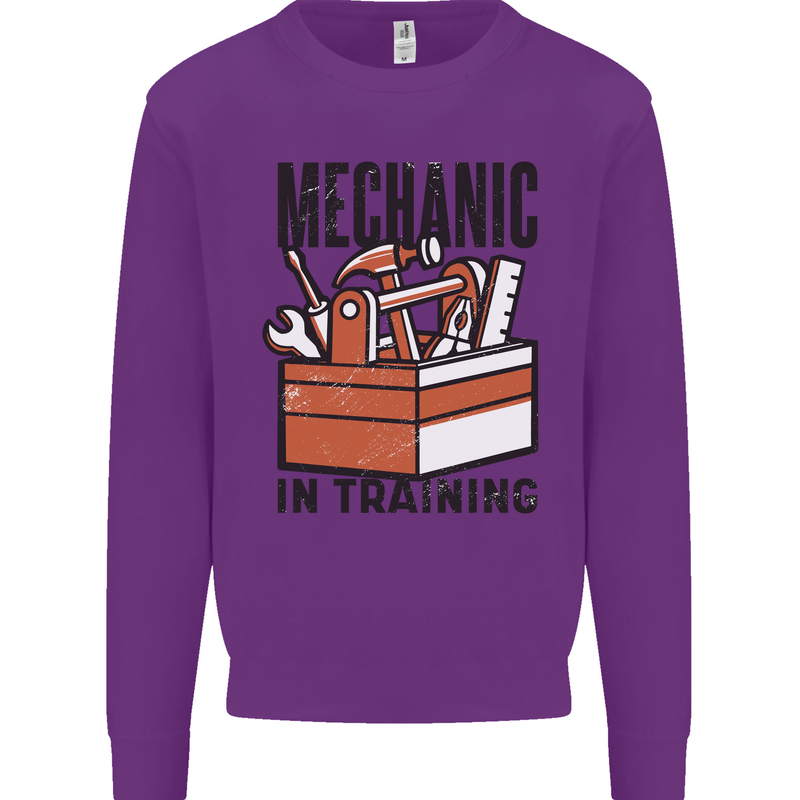 Mechanic in Training Funny Kids Sweatshirt Jumper Purple