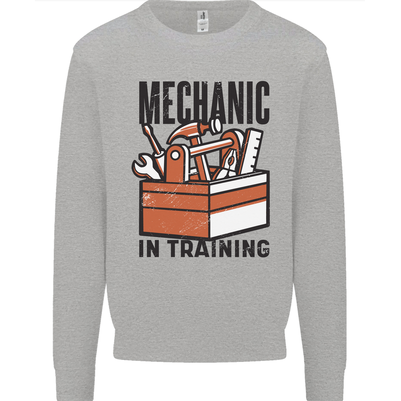 Mechanic in Training Funny Kids Sweatshirt Jumper Sports Grey