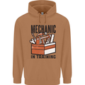 Mechanic in Training Funny Mens 80% Cotton Hoodie Caramel Latte