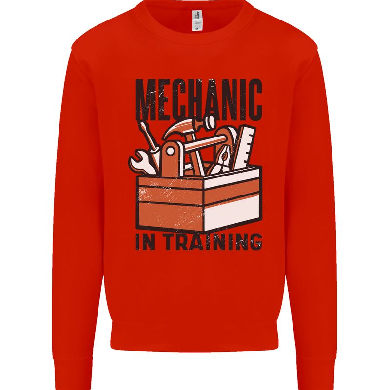 Mechanic in Training Funny Mens Sweatshirt Jumper Bright Red