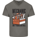 Mechanic in Training Funny Mens V-Neck Cotton T-Shirt Charcoal
