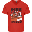 Mechanic in Training Funny Mens V-Neck Cotton T-Shirt Red