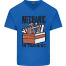 Mechanic in Training Funny Mens V-Neck Cotton T-Shirt Royal Blue