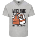 Mechanic in Training Funny Mens V-Neck Cotton T-Shirt Sports Grey