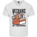 Mechanic in Training Funny Mens V-Neck Cotton T-Shirt White