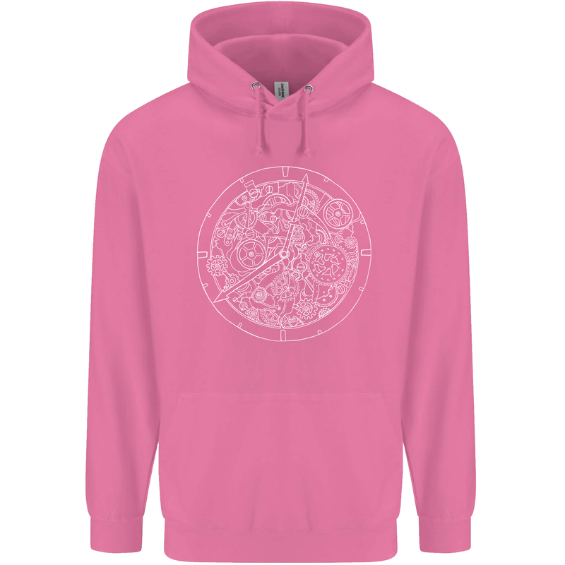 Mechanical Watch Line Drawing Timepiece Mens 80% Cotton Hoodie Azelea