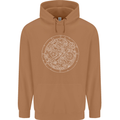 Mechanical Watch Line Drawing Timepiece Mens 80% Cotton Hoodie Caramel Latte