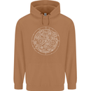 Mechanical Watch Line Drawing Timepiece Mens 80% Cotton Hoodie Caramel Latte