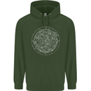 Mechanical Watch Line Drawing Timepiece Mens 80% Cotton Hoodie Forest Green