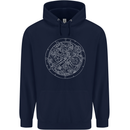 Mechanical Watch Line Drawing Timepiece Mens 80% Cotton Hoodie Navy Blue