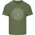 Mechanical Watch Line Drawing Timepiece Mens Cotton T-Shirt Tee Top Military Green