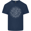 Mechanical Watch Line Drawing Timepiece Mens Cotton T-Shirt Tee Top Navy Blue