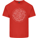 Mechanical Watch Line Drawing Timepiece Mens Cotton T-Shirt Tee Top Red