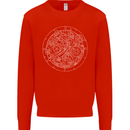 Mechanical Watch Line Drawing Timepiece Mens Sweatshirt Jumper Bright Red