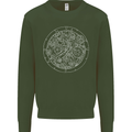 Mechanical Watch Line Drawing Timepiece Mens Sweatshirt Jumper Forest Green