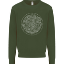 Mechanical Watch Line Drawing Timepiece Mens Sweatshirt Jumper Forest Green