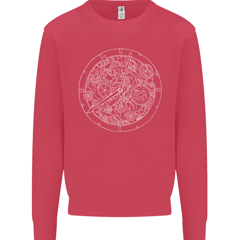Mechanical Watch Line Drawing Timepiece Mens Sweatshirt Jumper Heliconia