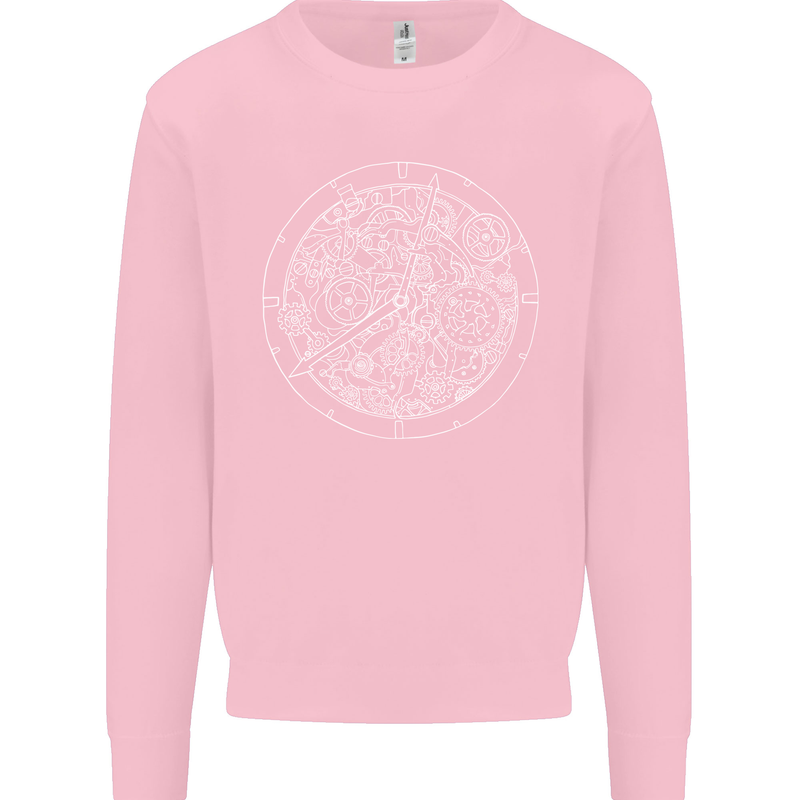 Mechanical Watch Line Drawing Timepiece Mens Sweatshirt Jumper Light Pink