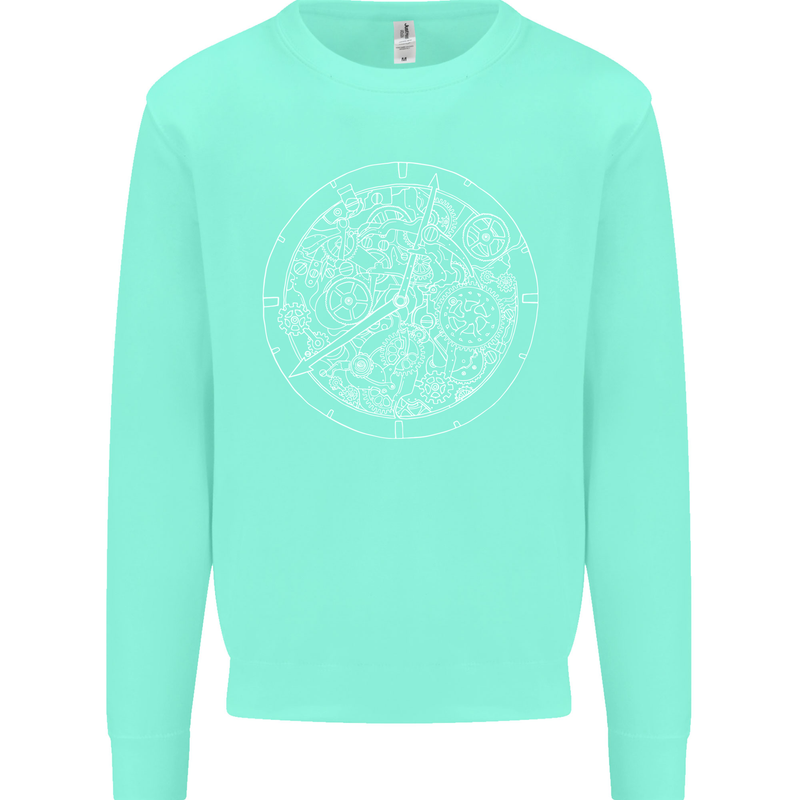Mechanical Watch Line Drawing Timepiece Mens Sweatshirt Jumper Peppermint