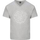 Mechanical Watch Line Drawing Timepiece Mens V-Neck Cotton T-Shirt Sports Grey