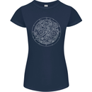 Mechanical Watch Line Drawing Timepiece Womens Petite Cut T-Shirt Navy Blue