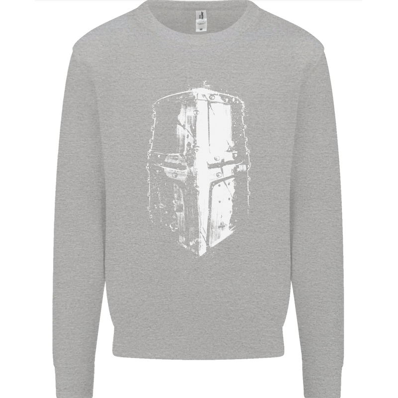 Medieval Helmet Gym Training Top Bodybuilding Kids Sweatshirt Jumper Sports Grey