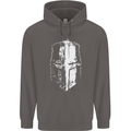 Medieval Helmet Gym Training Top Bodybuilding Mens 80% Cotton Hoodie Charcoal