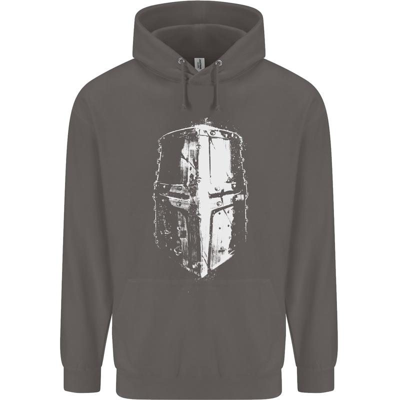 Medieval Helmet Gym Training Top Bodybuilding Mens 80% Cotton Hoodie Charcoal