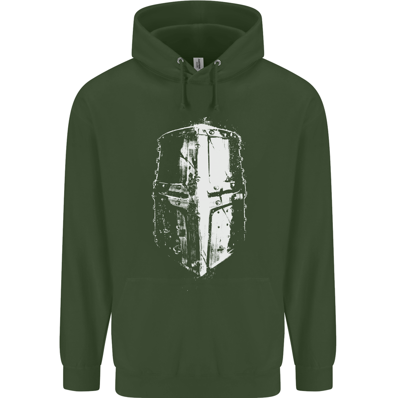 Medieval Helmet Gym Training Top Bodybuilding Mens 80% Cotton Hoodie Forest Green