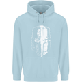 Medieval Helmet Gym Training Top Bodybuilding Mens 80% Cotton Hoodie Light Blue