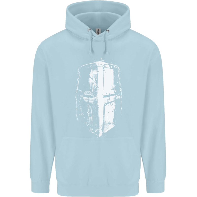 Medieval Helmet Gym Training Top Bodybuilding Mens 80% Cotton Hoodie Light Blue