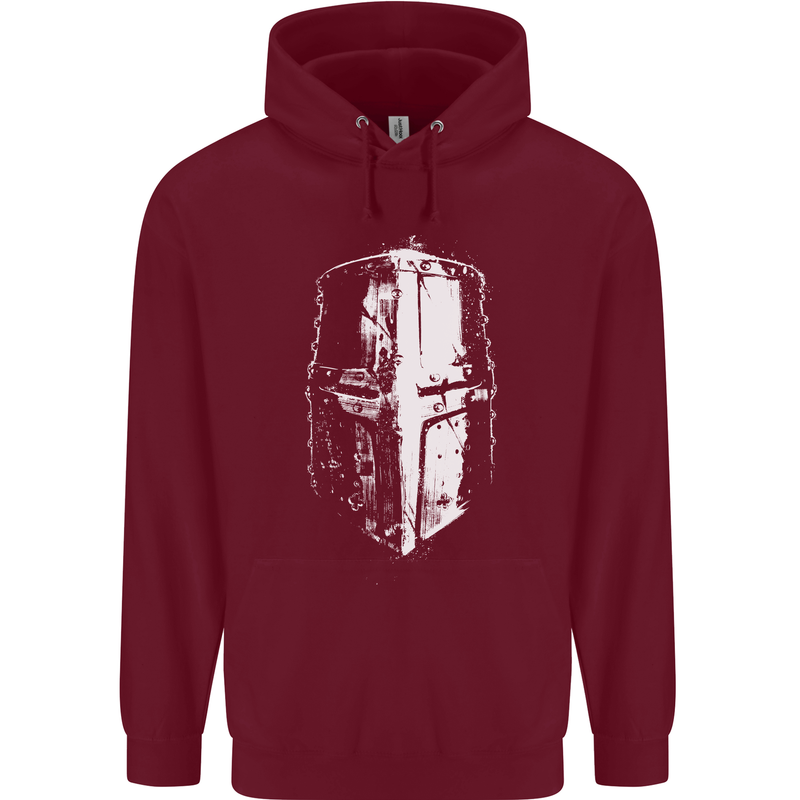 Medieval Helmet Gym Training Top Bodybuilding Mens 80% Cotton Hoodie Maroon