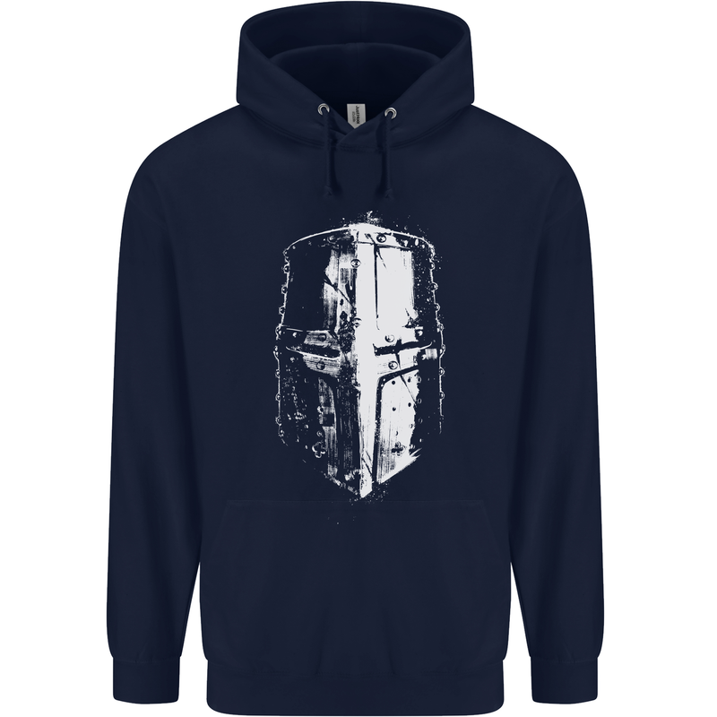 Medieval Helmet Gym Training Top Bodybuilding Mens 80% Cotton Hoodie Navy Blue