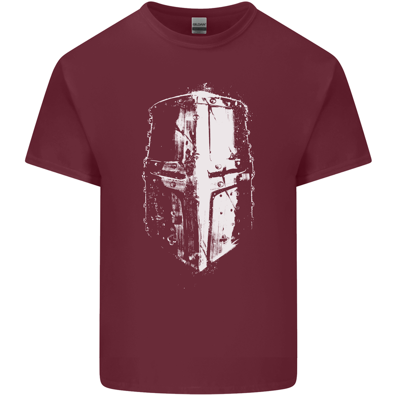 Medieval Helmet Gym Training Top Bodybuilding Mens Cotton T-Shirt Tee Top Maroon