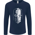 Medieval Helmet Gym Training Top Bodybuilding Mens Long Sleeve T-Shirt Navy Blue