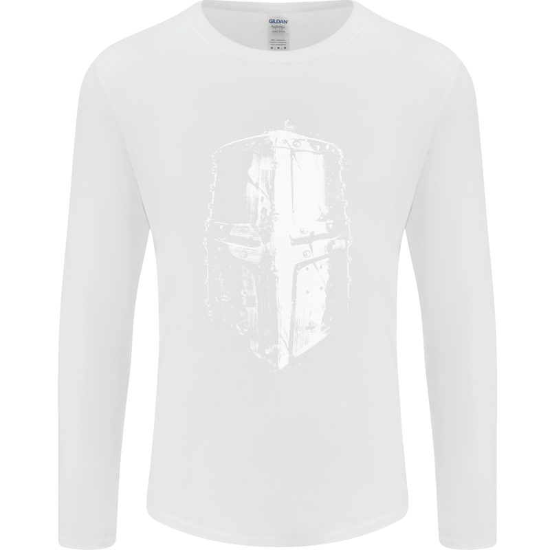 Medieval Helmet Gym Training Top Bodybuilding Mens Long Sleeve T-Shirt White