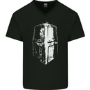 Medieval Helmet Gym Training Top Bodybuilding Mens V-Neck Cotton T-Shirt Black