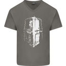 Medieval Helmet Gym Training Top Bodybuilding Mens V-Neck Cotton T-Shirt Charcoal