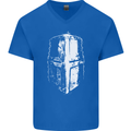 Medieval Helmet Gym Training Top Bodybuilding Mens V-Neck Cotton T-Shirt Royal Blue