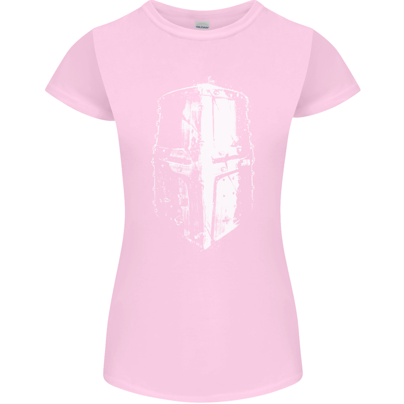 Medieval Helmet Gym Training Top Bodybuilding Womens Petite Cut T-Shirt Light Pink