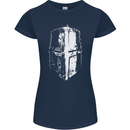 Medieval Helmet Gym Training Top Bodybuilding Womens Petite Cut T-Shirt Navy Blue
