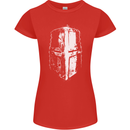Medieval Helmet Gym Training Top Bodybuilding Womens Petite Cut T-Shirt Red